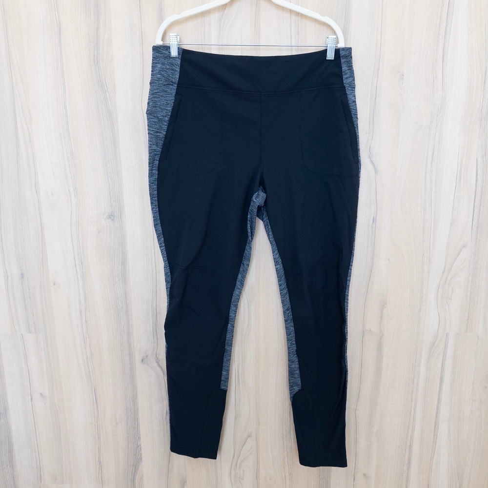 Athleta Highline‎ Hybrid Hiking Leggings XL Black Space Dye Grey Active Outdoor